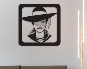 Large Modern Metal Woman Wall Art – Contemporary Metal Wall Decor, Elegant Wall Hanging for Living Room and Home Decoration Gift For Friends