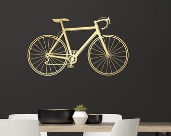 Gold Metal Bicycle Wall Art, Large Metal Wall Art Decor  for Bike Lovers,  Personalized Unique Housewarming, Wedding or Valentines Gifts