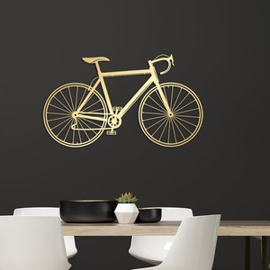 Gold Metal Bicycle Wall Art, Large Metal Wall Art Decor  for Bike Lovers,  Personalized Unique Housewarming, Wedding or Valentines Gifts