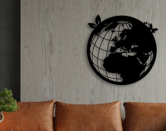 Metal World Map Wall Art, Abstract Metal World Map, Large Metal Wall Art , Large World Map Home Decor for Travelers, Contemporary Art