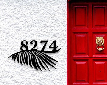 Metal Address Plaque , Address Sign , Metal Floral  Leaf House Number, Modern Home Decoration, Personalized Unique Gifts, Contemporary Art