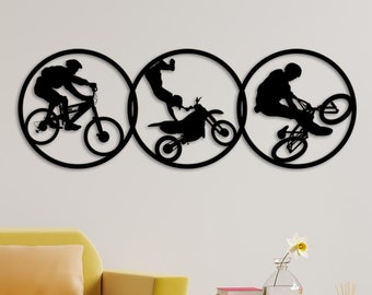 Metal Bicycle Wall Art, Large Metal Wall Art Decor  for Bike Lovers,  Personalized Unique Housewarming, Wedding or Valentines Gifts