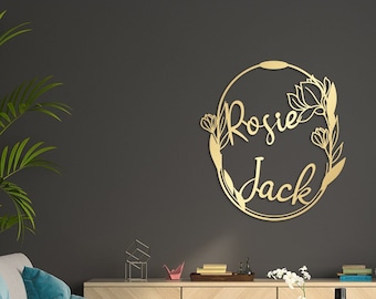 Gold Metal Name Sign, Wedding Gift For Couples, Large Metal Wall Art, Personalized Wedding Decor, New Home Gift, Aniversary Gifts for parent