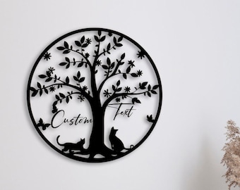 Cats under the Tree  Metal Wall Art , Customized Home Decoration, Wedding, Wedding Gift,  Personalized Unique Wedding, Home Gifts for Couple