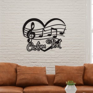 Cadeau muzieknoten, grote metalen muurkunst, aangepast cadeau voor muzikant, cadeau voor muziekleraar, aangepaste muziekmuurkunst en decor