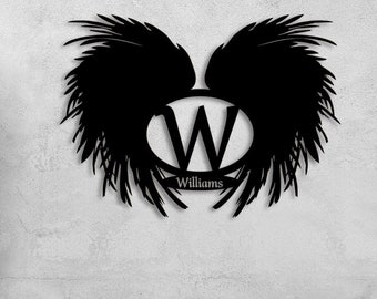 Custom Black Angel Wings Metal Wall Art Decor for Stylish Home Decoration, Inspirational Unique Gift for Women, Wedding Gift, Memorial Gift