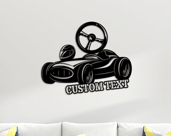Racer Large Metal Wall Art , Large Metal Wall Art Decor  for Race Car Lovers, Metal Garage Decor,  Personalized Unique Gifts