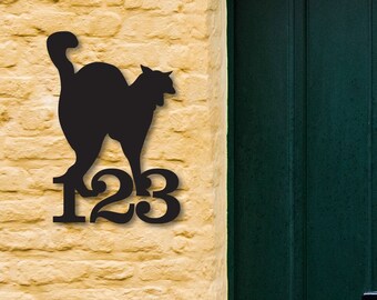 Metal Cat Style Address Plaque , Address Sign , Metal House Number, Modern Home Decoration, Personalized Unique Wedding, Valentines Gifts