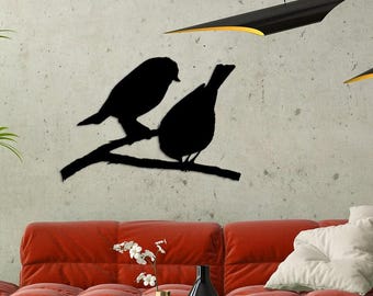 Birds Large Metal Wall Art and Decor  , Metal Animal Wall Decor, Nature Metal Art,  Personalized Unique Wedding, Home Gifts for Couple