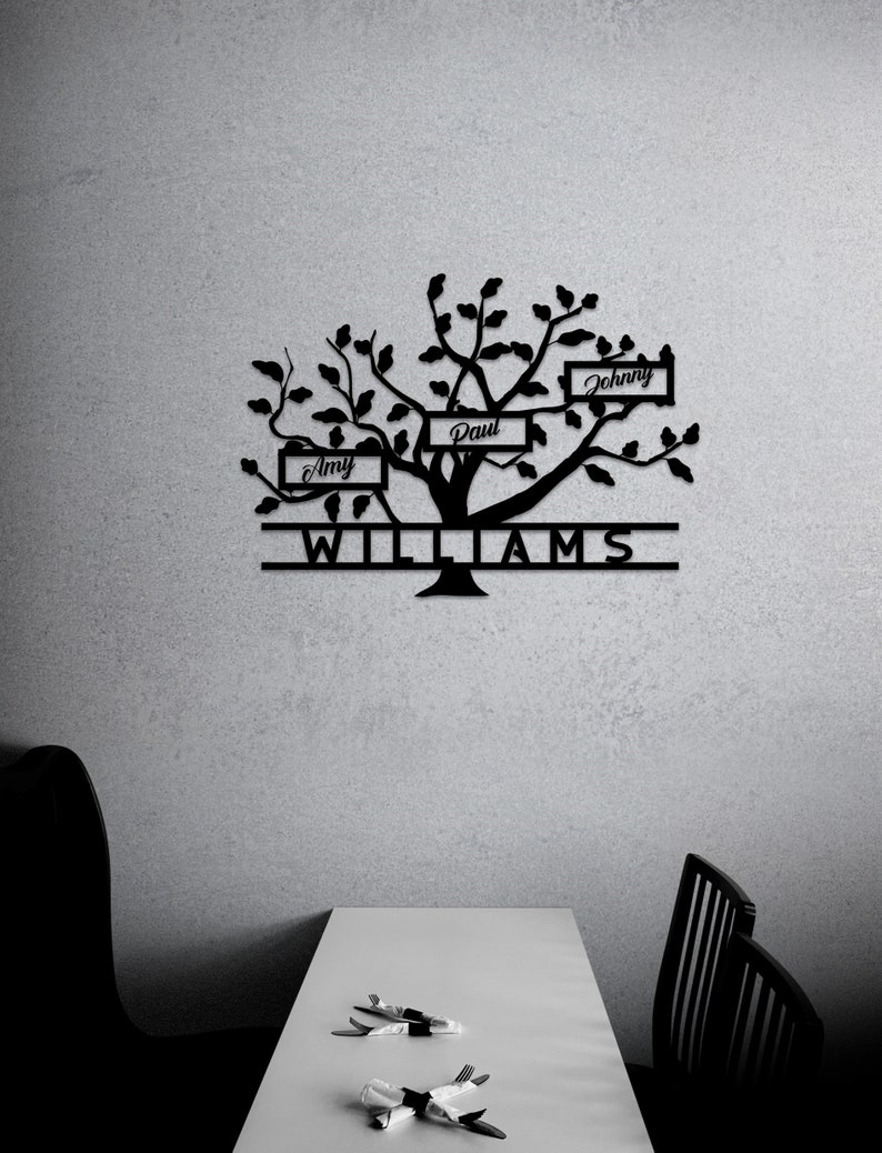 Metal Family Tree Name Sign Metal Wall Art Customized Home Etsy