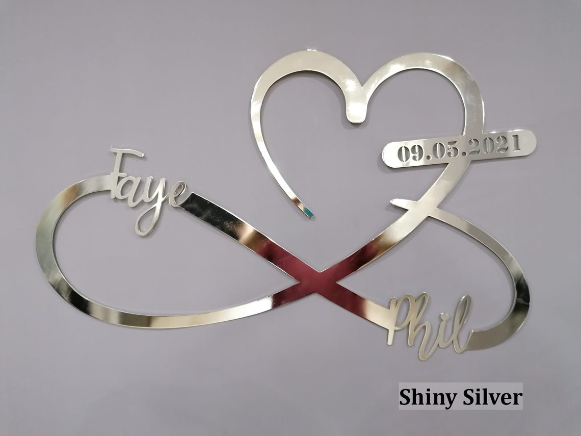 Heart and Infinity Metal Wall Art Shiny Color Personalized Etsy