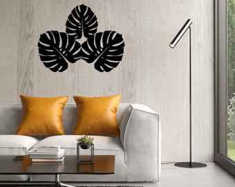 Tropical Palm Leaves Metal Wall Art, Nature Wall Decor, Stylish Metal Floral Wall Hanging, Botanical Unique Wedding Home Gifts for Couple