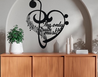 Personalized Metal Music Wall Art – Heart & Notes Design, Custom Musician Gift for Home, Personalized Quote Art for Modern Home Decor