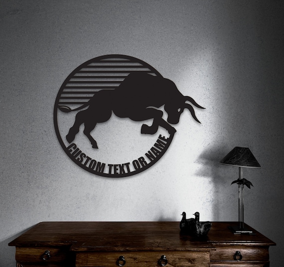 Personalized Metal Bull Wall Art Metal Wall Art Customized Etsy