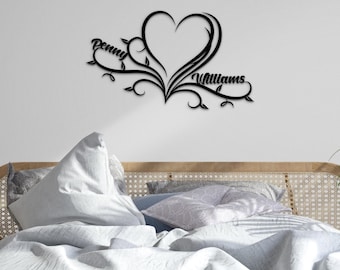 Personalized Wedding Gift for Couple, Heart Sign with Names and Date, Wedding Date Sign, Engagement Announcement Sign, Home Gift For Couples