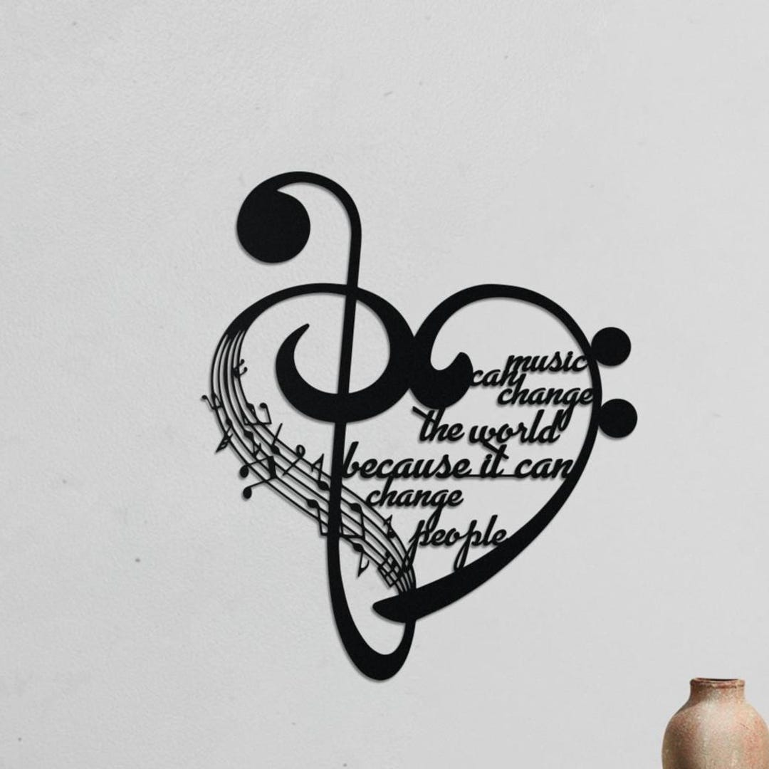 Custom Music Notes Wall Art – Metal Heart and Notes Design ...