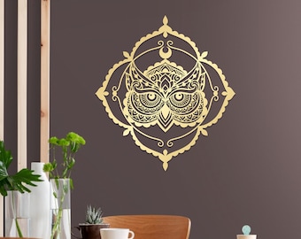 Owl Large Metal Wall Art , Mandala Style Metal Wall Decor Home Decor Wall Art, Personalized Unique Wedding, Home Gifts for Couple