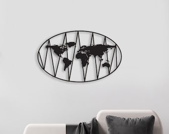 Metal World Map Wall Art – Large Personalized Map for Travelers | Unique Metal Home Decor & Ideal Gift for Adventurers and Wanderlust Lovers