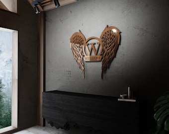 Personalized Metal Angel Wings Name Sign Wall Art,  Personalized Unique Housewarming,  Birthday, Wedding, Anniversary or Valentines Gifts
