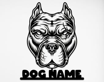 Pitbull Metal Customized Wall Art, Pitbull Large Metal Wall Art, Personalized The Dog Large Metal Wall Art, Home Decor,, Contemporary Art