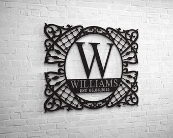 Personalized Family Name Sign, Monogram Metal Stylish Last Name Sign, Personalized Metal Name Sign, Established Last Name Sign, Home Gift