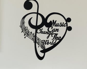 Personalized Musician Gift – Music Notes and Heart Metal Wall Art, Modern Music Decor with Custom Quote for Home or Studio Room Decor