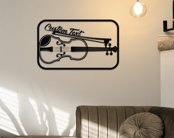 Personalized Violin Wall Art – Custom Name Metal Music Decor Sign for Living Room, Studio, Gift for Musicians & Violin Lovers