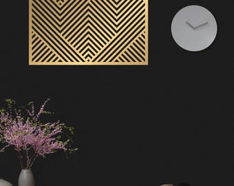 Gold Metal Wall Art, Geometric Mountain Wall Decor, Decorative Wall Hanging for Living Room Housewarming Gift, Stylish Home Gift For Couples