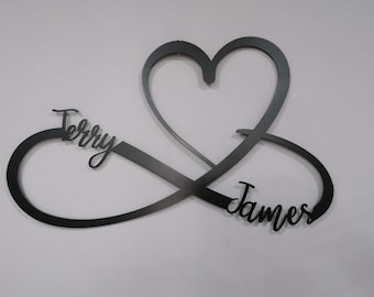 Personalized Wedding Gift for Couple, Heart Sign with Names and Date, Wedding Date Sign, Engagement Announcement Sign, Anniversary Gift