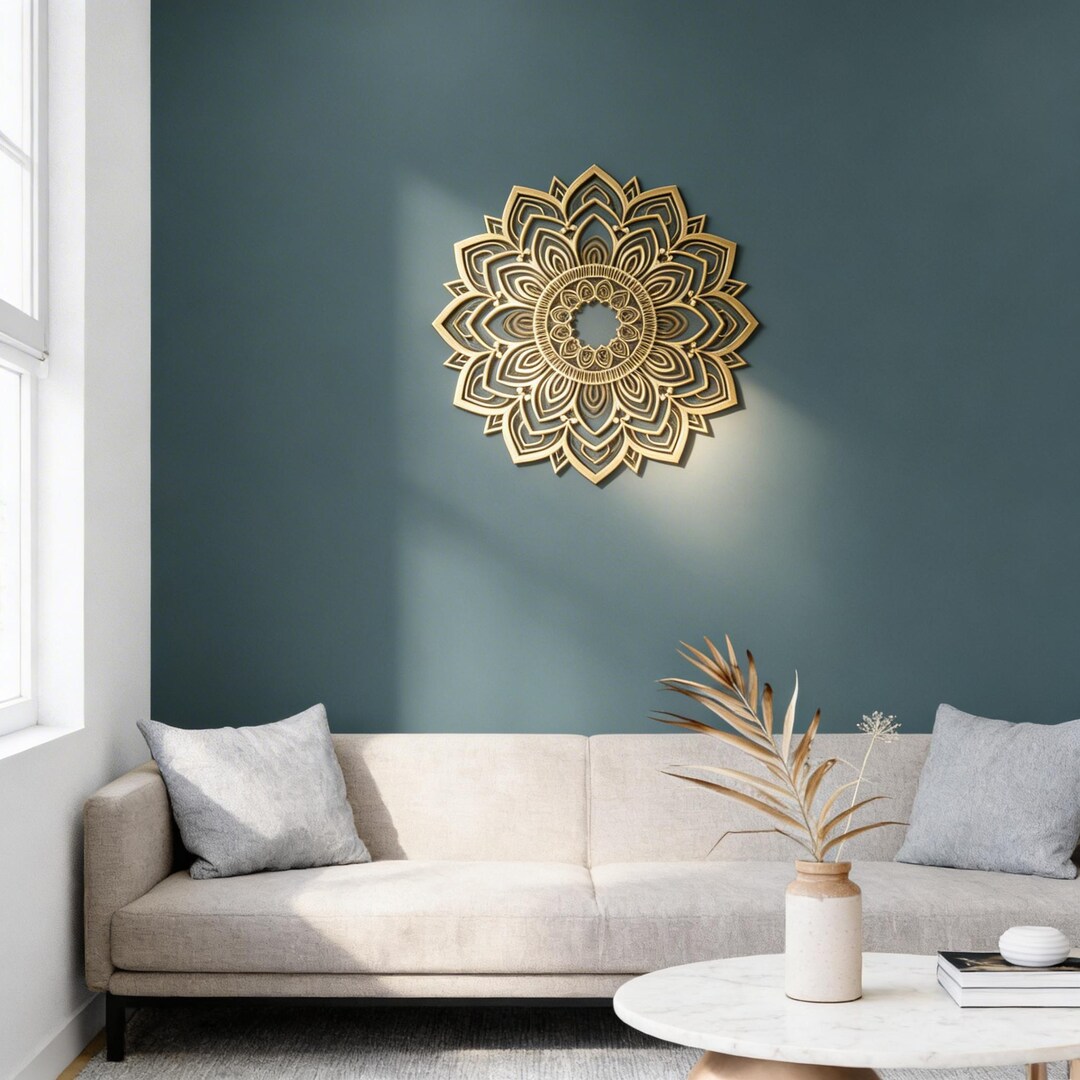 Mandala Wall Art Metal Decor - Gold Floral Abstract Wall Hanging
