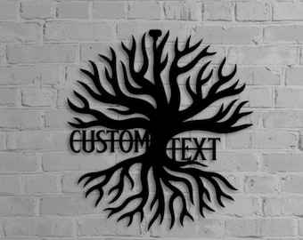 Personalized Metal Tree of Life Wall Art – Custom Large Metal Decor, Contemporary Home Accent, Unique Housewarming & New Home Gift Idea