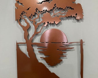 Sunset Large Metal Wall Art and Decor, Home Decoration,    Personalized Unique Housewarming,  Birthday, Wedding, or Home Gifts for Couple