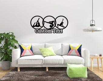 Gymnastic Large Metal Wall Art, Metal Gifts for Gymastic Lovers, Large Metal Wall Art Sign, Modern Home Decoration for Sport Fans,