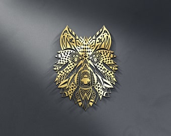 Intricate Mandala Wolf Head Large Metal Wall Art and Decor, Personalized Unique Housewarming,  Birthday, Wedding, or Home Gifts for Couple