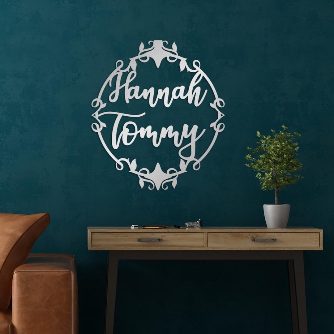 Custom Metal Wall Art – Personalized Floral Name Sign With Script Font ...