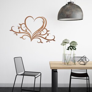 Arte de pared con corazón floral de metal, decoración de pared de metal para el hogar, bodas, casas nuevas y regalos para ella, regalos únicos personalizados, arte contemporáneo imagen 8