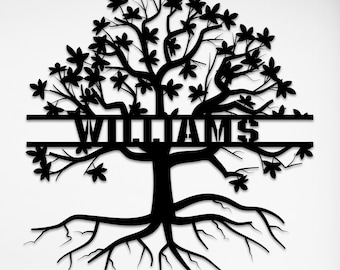 Personalisierte Familienname Metall Baum des Lebens Wandkunst