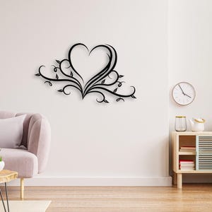 Arte de pared con corazón floral de metal, decoración de pared de metal para el hogar, bodas, casas nuevas y regalos para ella, regalos únicos personalizados, arte contemporáneo imagen 5