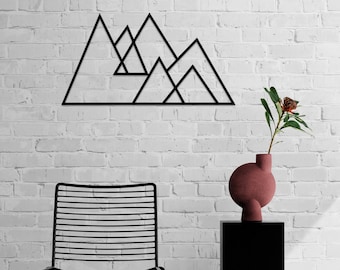 Geometric Mountain Metal Wall Art and Decor Home Decoration, Abstract Mountain Wall Art, Modern LLine Art Home Gift for Couples, Office Gift