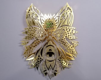 Gold Mandala Wolf Head Large Metal Wall Art and Decor, Animal Metal Wall Decor,  Personalized Unique Wedding, Home Gifts for Couple