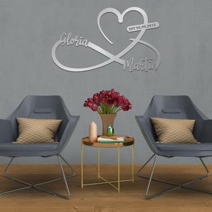Custom Infinity Heart Metal Sign – Personalized Couple Names & Date Metal Wall Art Wedding, Anniversary, Newlywed Gift – Romantic Wall Decor