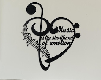 Custom Music Notes Wall Art – Personalized Metal Heart and Music Quote Design, Personalized Musician Gift, Music Teacher Appreciation Gift