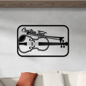 Custom Violin Metal Wall Art with Name – Musical Instrument Wall Decor – Personalized Gift for Music Lover, Violinist, or Music Teacher