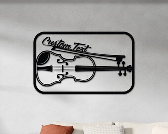 Custom Violin Metal Wall Art with Name – Musical Instrument Wall Decor – Personalized Gift for Music Lover, Violinist, or Music Teacher