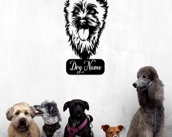Yorkshire Terrier Metal Wall Art,  Large Custom Dog Name Metal Wall Art, Personalized Gift for Dog Lovers, Home Decor, Dog Memorial Gift