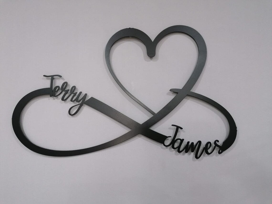 Heart and Infinity Metal Wall Art Shiny Color Personalized Etsy