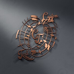 Personalized Music Notes Gift, Music Notes Heart Large Metal Wall Art ...
