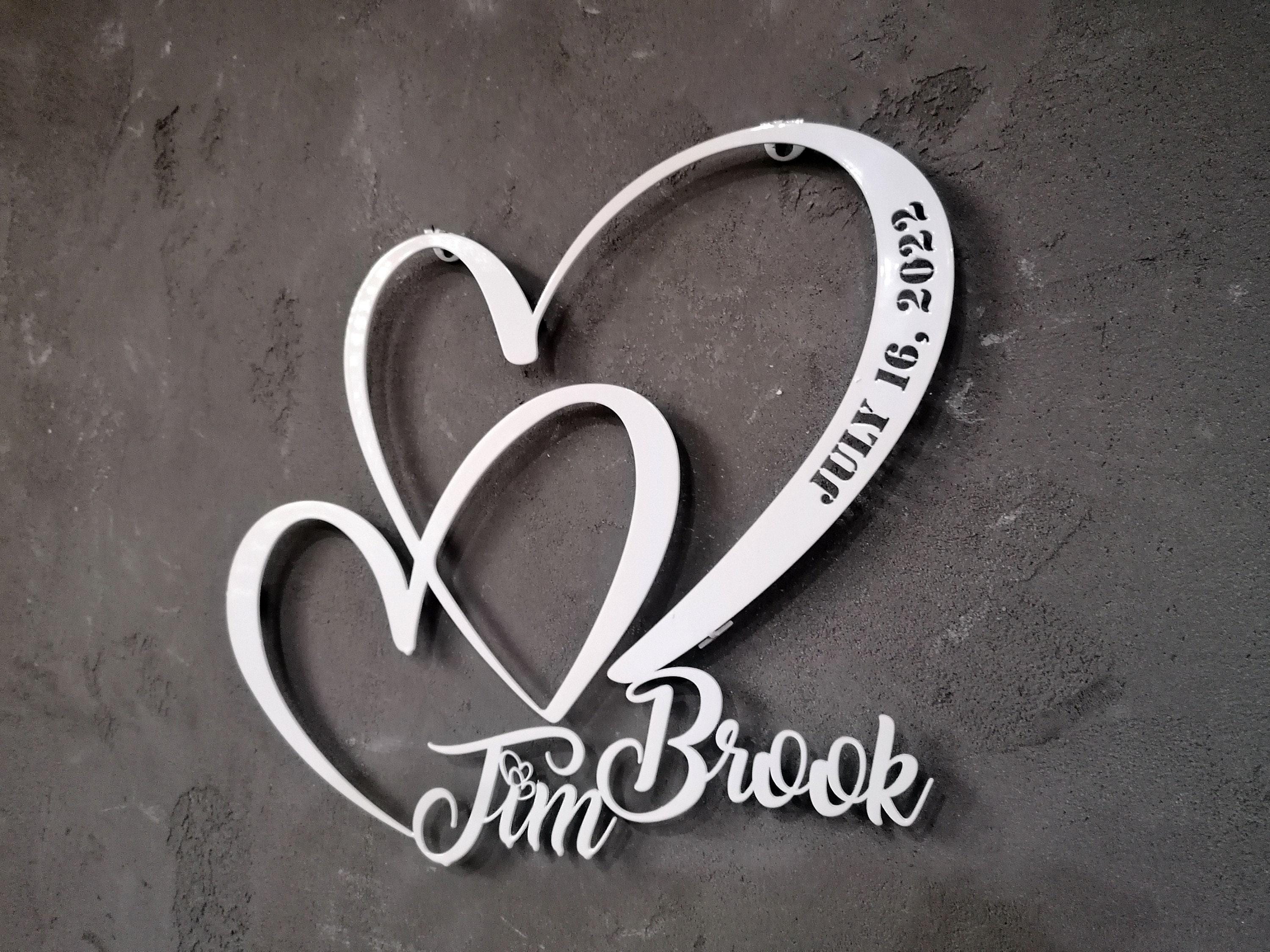 Personalized Wedding Gift for Couple, Metal Heart Sign With Name and ...