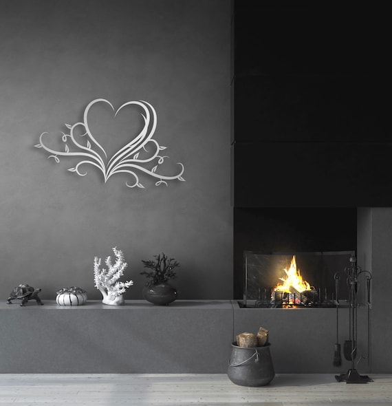 Metal Floral Heart Wall Art Metal Wall Home Decoration Etsy