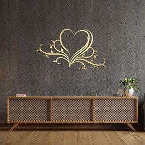 Arte de pared con corazón floral de metal, decoración de pared de metal para el hogar, bodas, casas nuevas y regalos para ella, regalos únicos personalizados, arte contemporáneo imagen 3